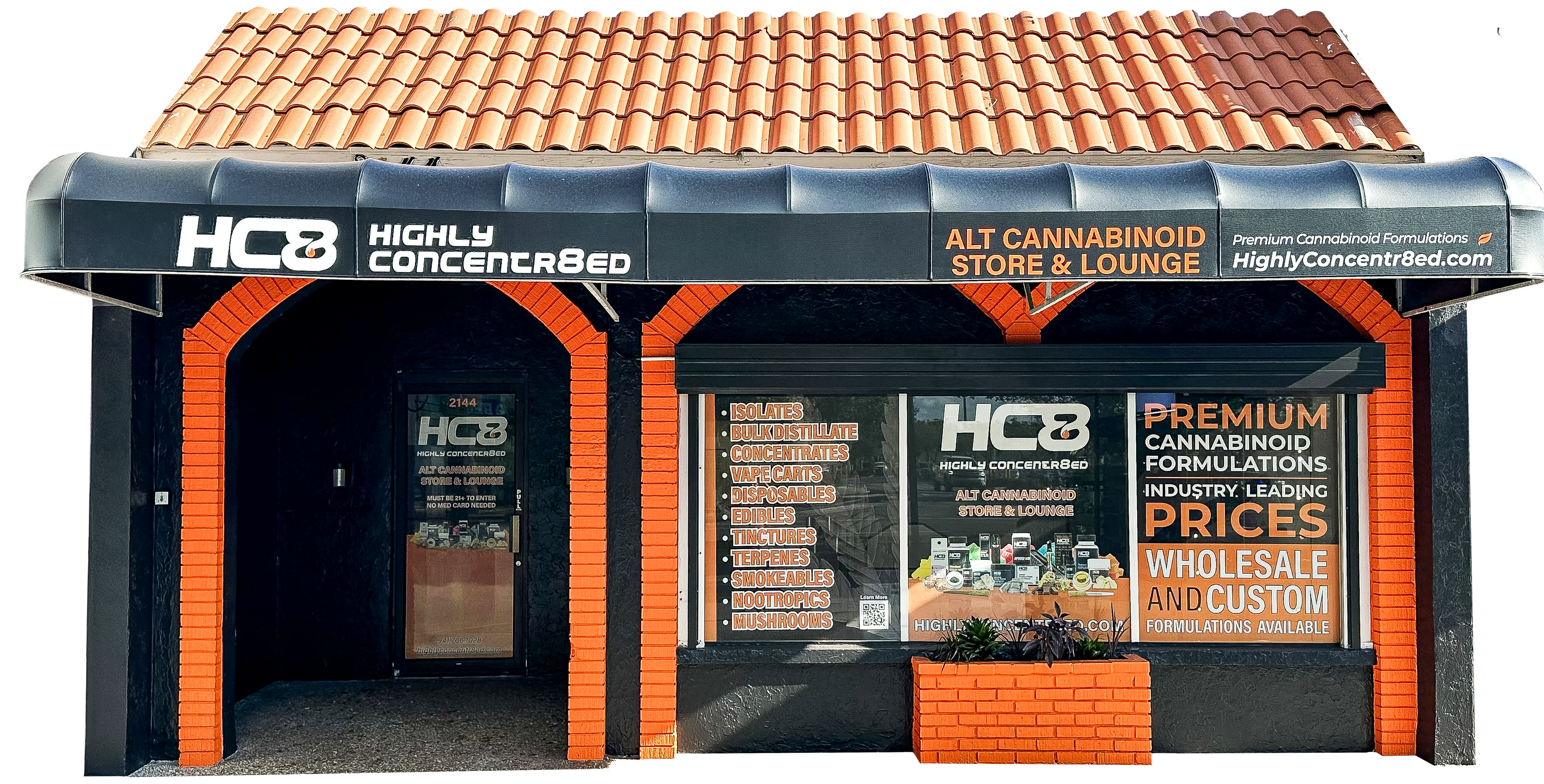HC8 dispensary Sarasota FL storefront - Highly Concentr8ed Store and Lounge