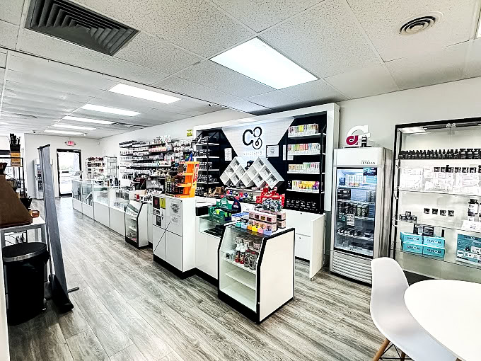 Premium glass collection at HC8 dispensary in Sarasota